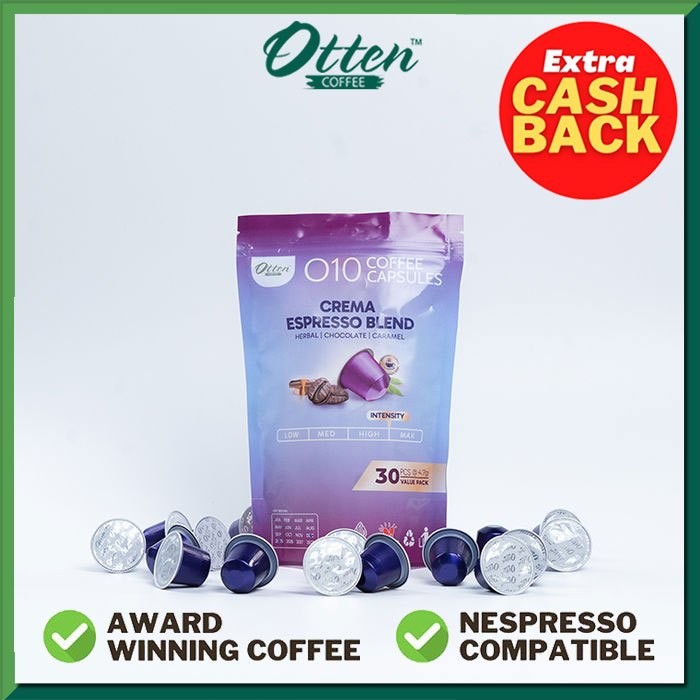 

Kopi Kapsul - O10 Crema Espresso Coffee Capsule Nespresso Compatible - Bundle Pack 30 caps/pods