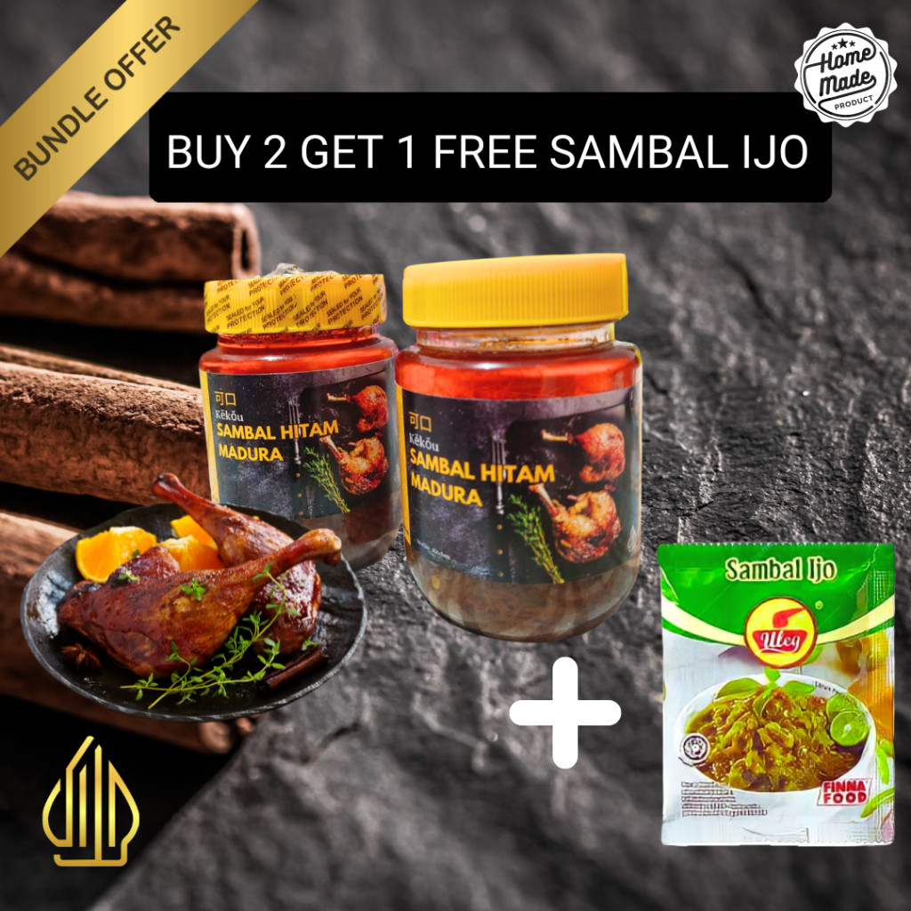 

Paket 2 Sambal Madura + 1 Sachet Sambal Ijo/ Sambal Bebek Madura Termurah 200 ML