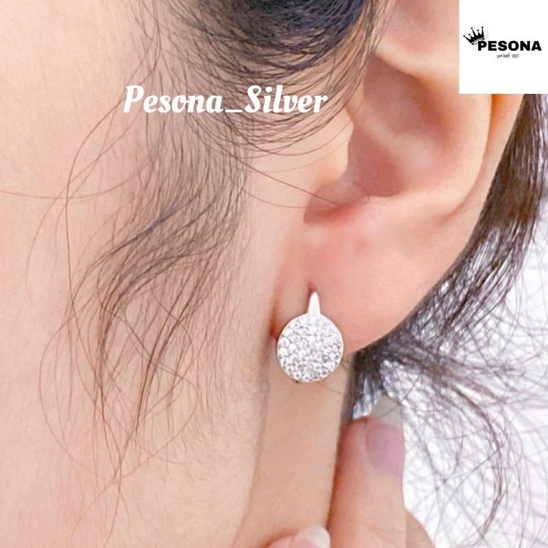 Anting Perak Wanita Asli Silver 925 Lapis Emas Asli Anting Jepit Model Emas Permata Kilau - Anting