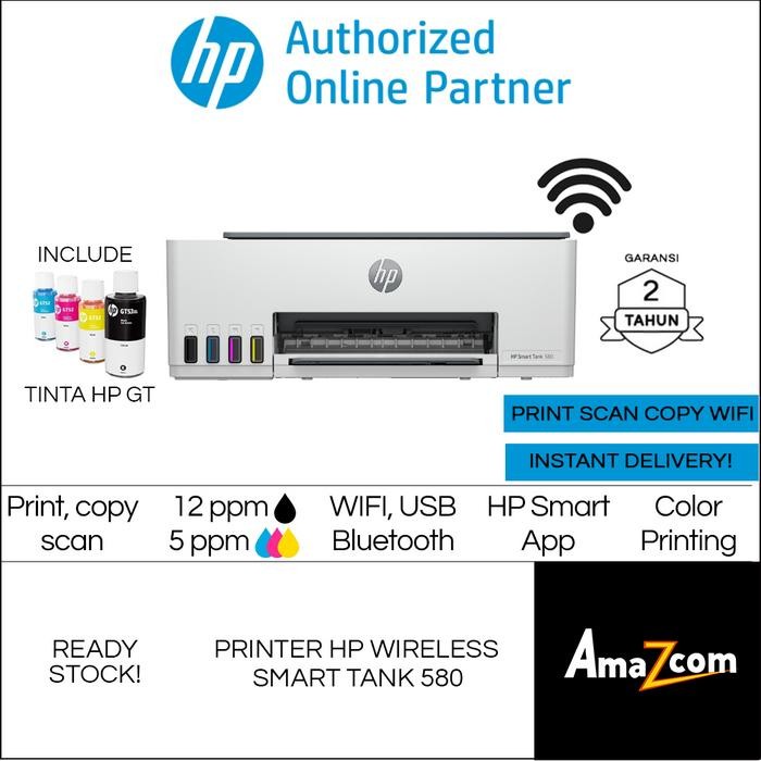 TERLARIS Printer HP 580 Smart Tank All In One Printer Wireless Wifi Bluetooth Garansi Resmi HP GT53