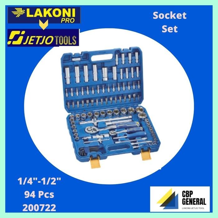 Ta_ Lakoni Pro Kunci Sock Set 94 Pcs / Socket Wrench 1/4" 94Pcs 1/2" 6 Pt