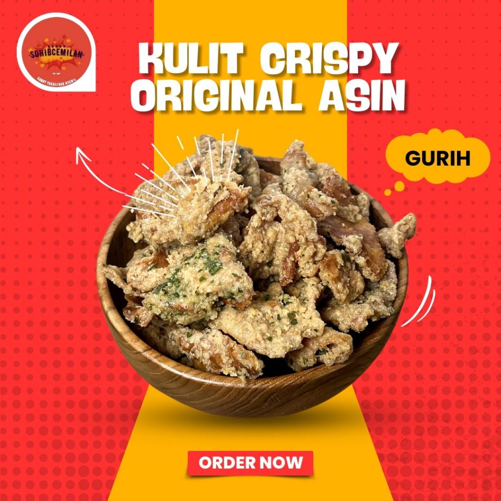 

Keripik Kulit Ayam Crispy Pedas Daun Jeruk 1/2kg