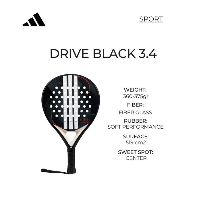PREMIUM PADELHYPE ADIDAS DRIVE BLACK 3.4 PADEL RACKET / RAKET PADEL / RAKET ADIDAS
