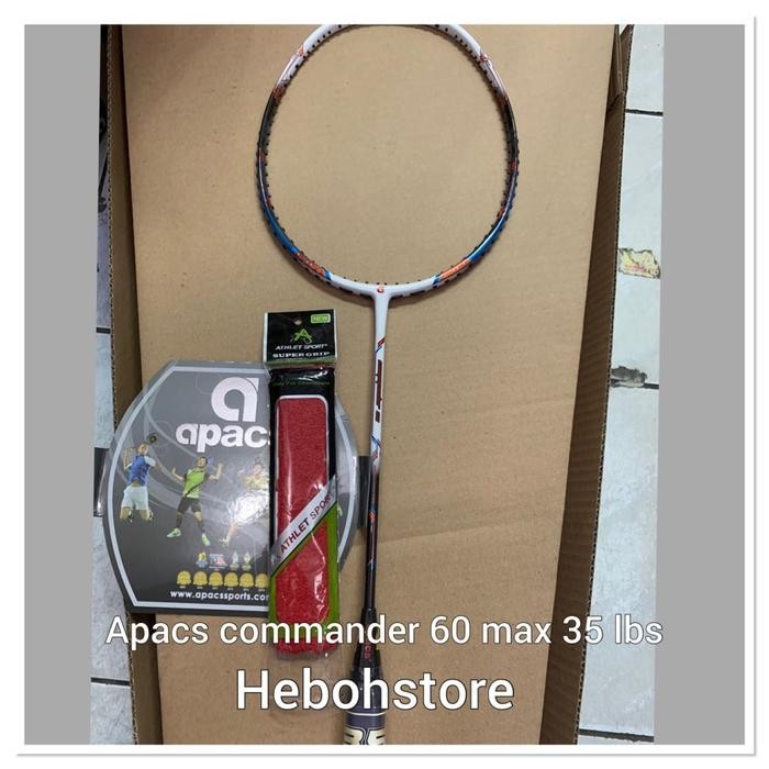 PREMIUM Raket Badminton APACS NEW COMMANDER 60 Free grip kuat 35 LBS ORIGINAL