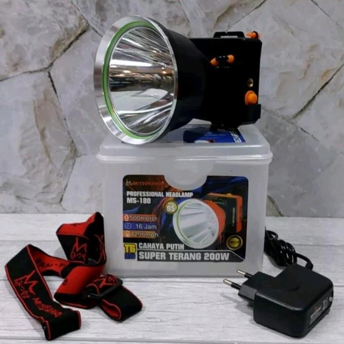 Senter kepala 300 watt ultralite, mitsuyama MS 180 200watt & kiseki 200 watt bonus mika kuning super