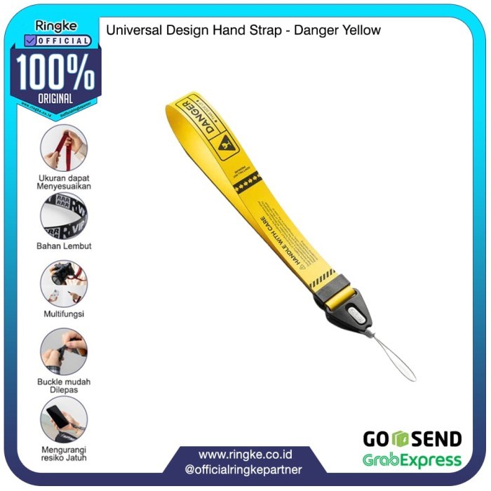 

Ringke Hand Strap Danger Yellow Tali Gantungan Hp Lanyard Kunci Wrist