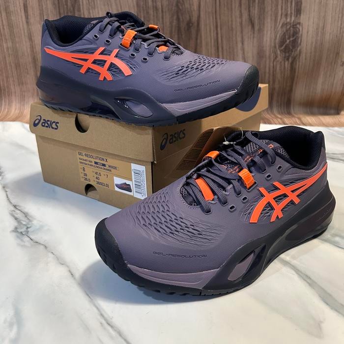 Sepatu Tenis Asics Gel Resolution X Greyish Purple Nova Orange Wide/Tennis Shoe Asics Original Gel