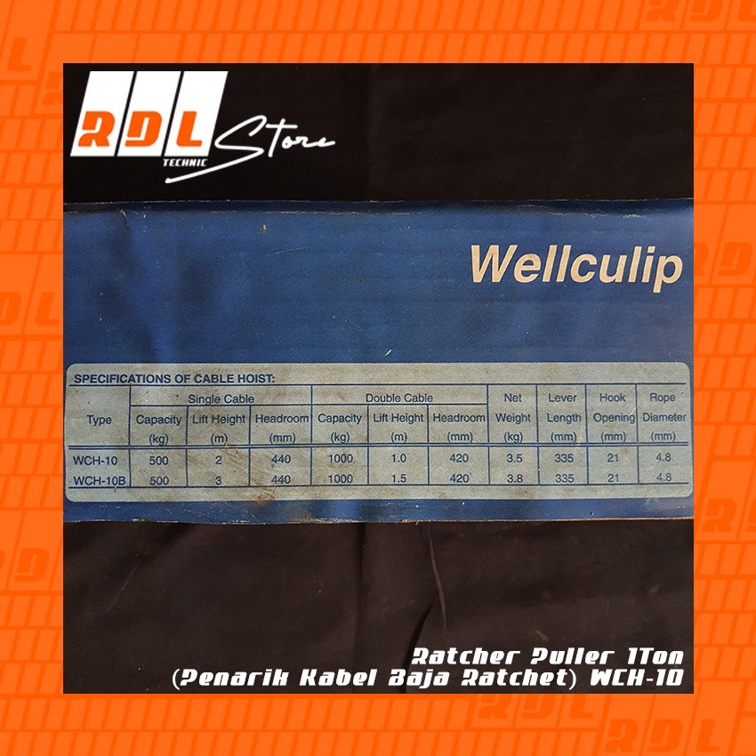 Ratchet Puller 1Ton (Penarik Kabel Baja Ratchet) WCH-10