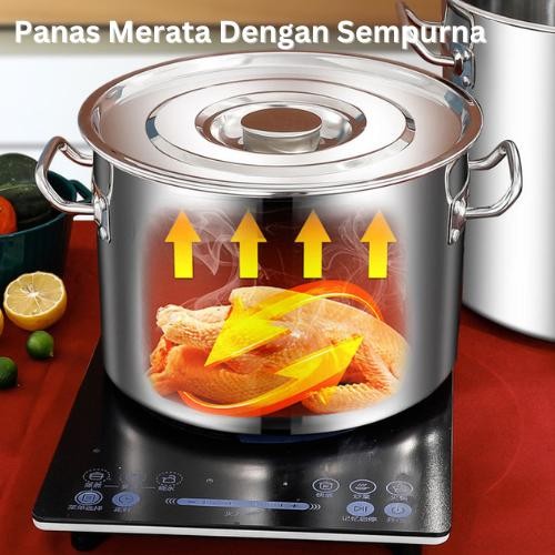 Ollahom Dandang Stainless SUS 304 Dandang Panci Bakso Dapur Panci Serbaguna Kitchenware