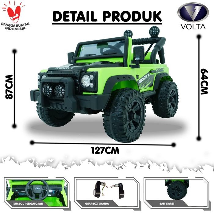 Mainan Anak Mobil Aki Jeep Rocky Ban Karet - Volta 5008