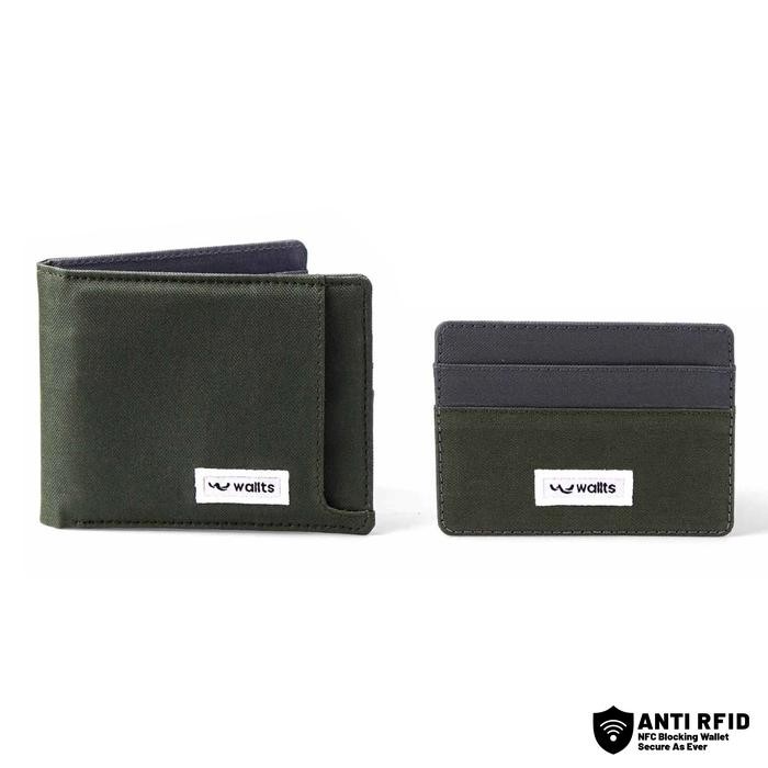 [Kenes Wallts] Wallts Aster 2 In 1 Wallet Army Charcoal - Dompet Kanvas Uang Dan Kartu Pria Wallet