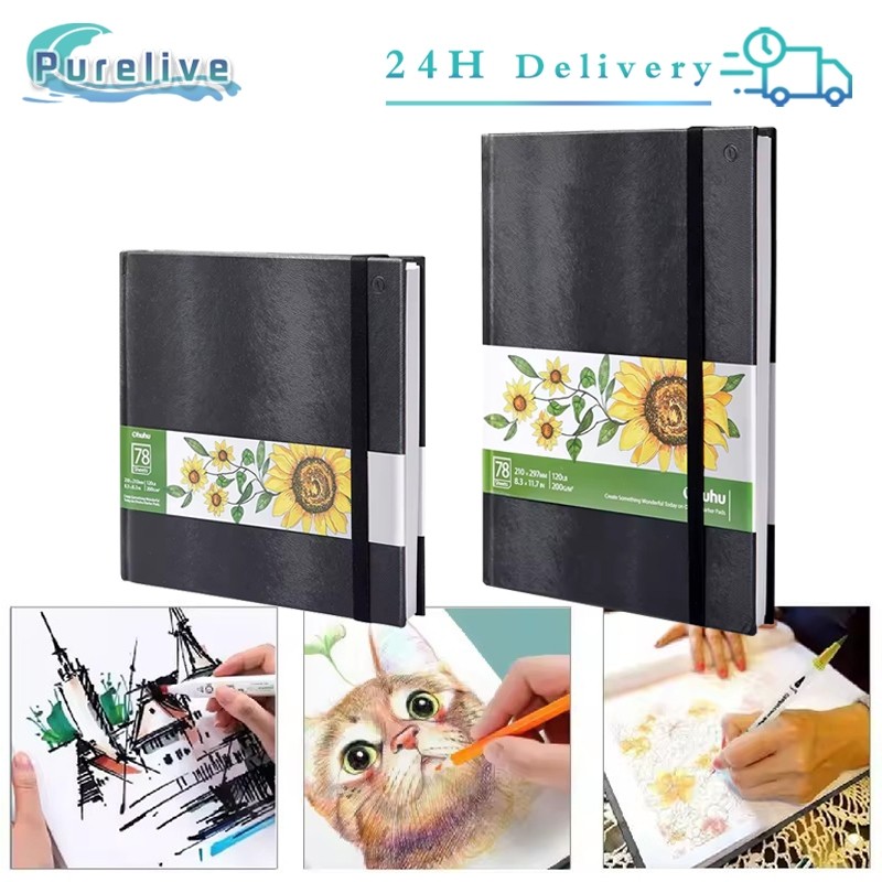 

Meriyah Storee - A4/24K Marker Pad Sketchbook Sketch Book 120LB Hardcover Buku Catatan Cat Air