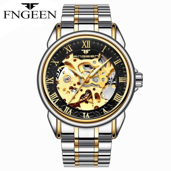 Fngeen 8866 Otomatis Jam Tangan Pria Anti Air Original 100% Luxury Stainless Steel Mekanis