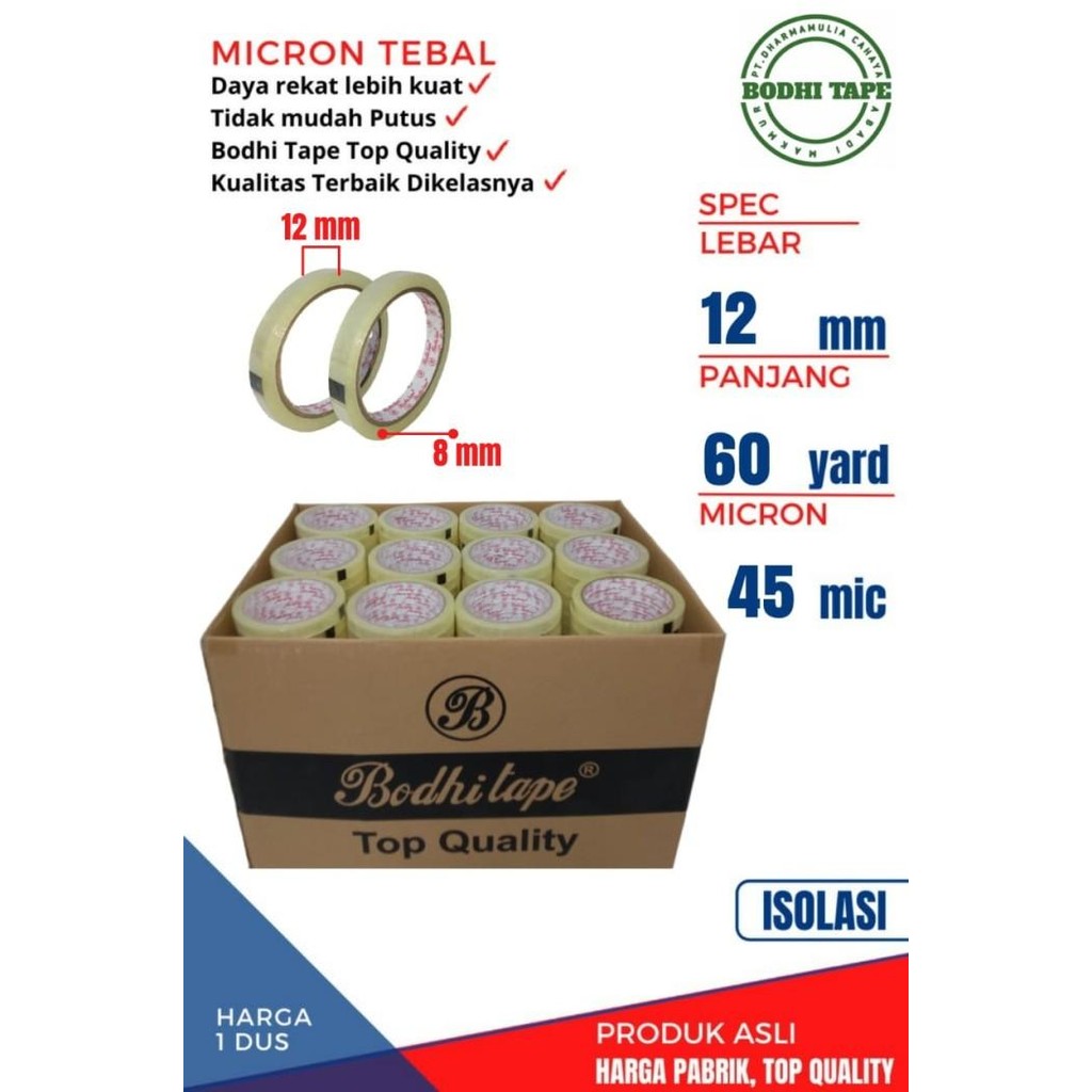 

Neosign - Isolasi / Selotip 12Mm X 60Yard Bodhi Tape 1 Dus