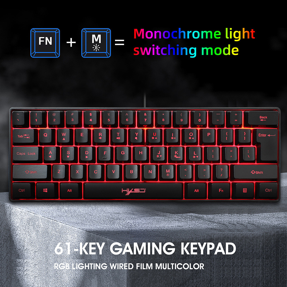 RGB Backlight Keypad HXSJ V700 61 Keys USB Wired Gaming Keyboard Household Computer Accessories for 