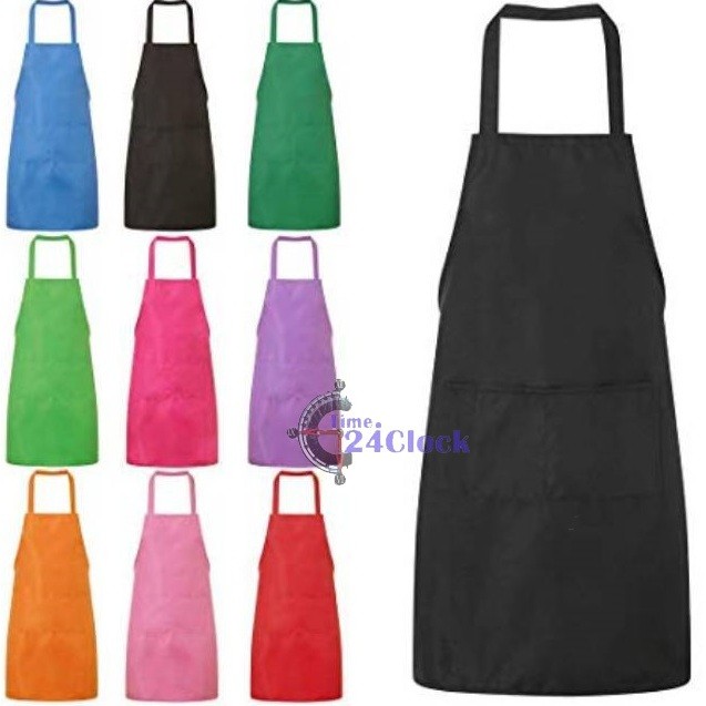 Celemek Dapur Kain Polos Katun Drill Kain Apron Aksesoris Memasak Time