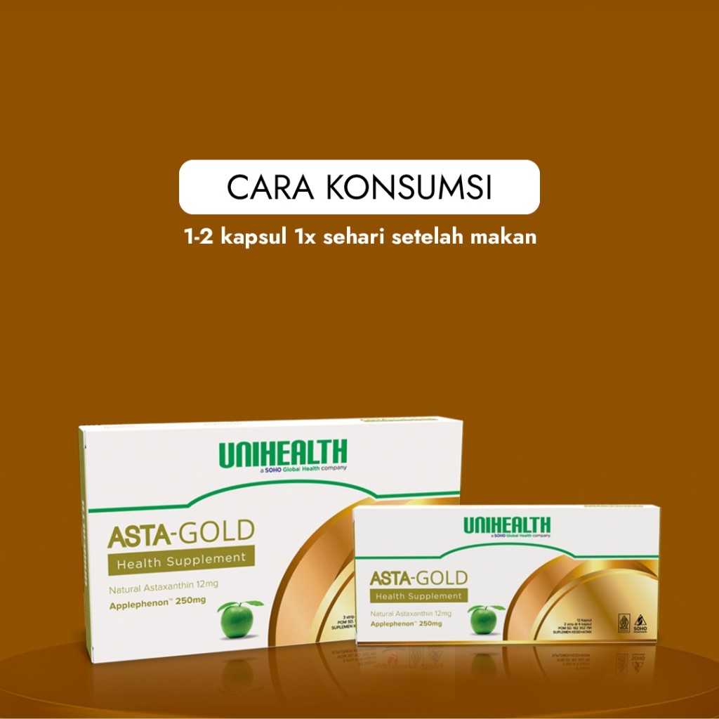 UNIHEALTH Multivitamin Mineral Asta Gold Perstrip Menjaga Daya Tahan Tubuh - 1 Strip @10 Kapsul
