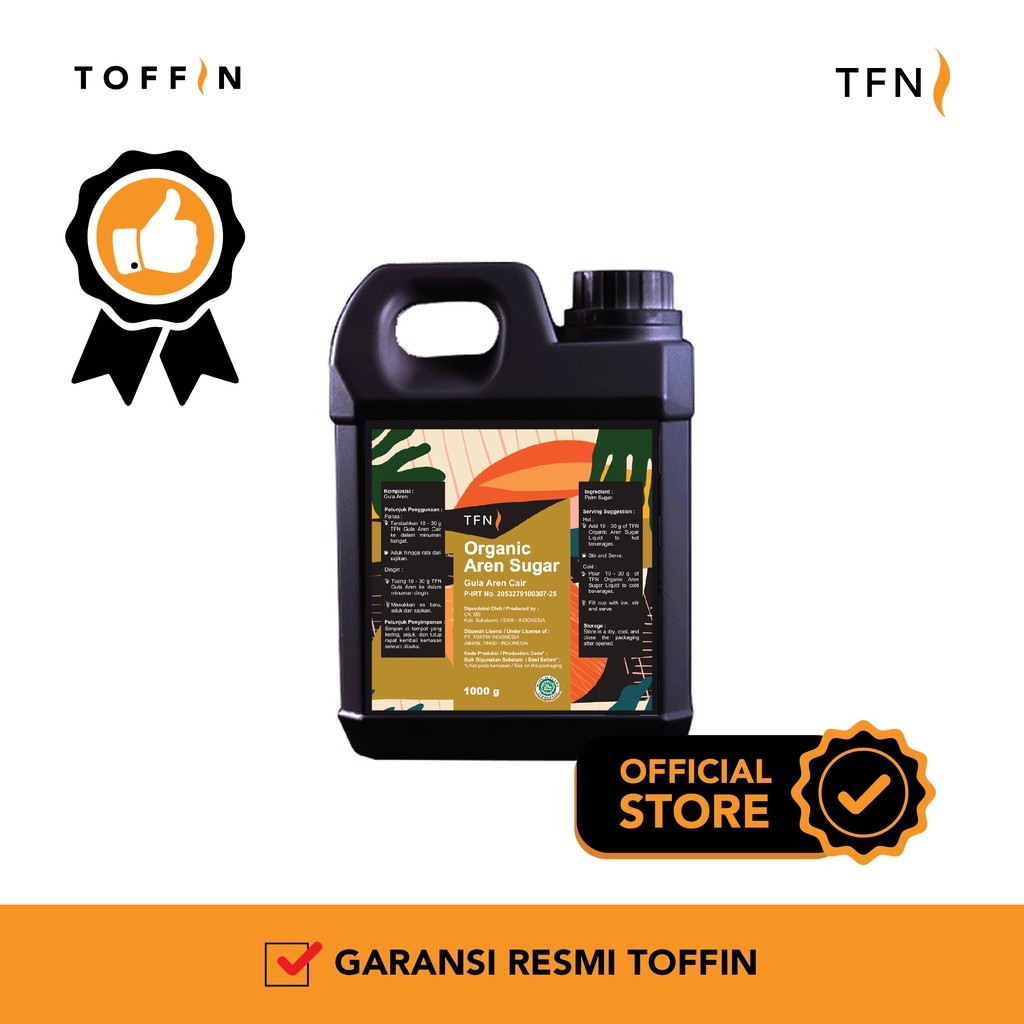 

Toffin Organic Aren sugar Liquid gula aren 1 Kg