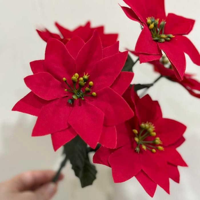 Bunga Ponsentia Kastuba Merah Natal Palsu Dekorasi Imitasi Artificial Viral Fyp