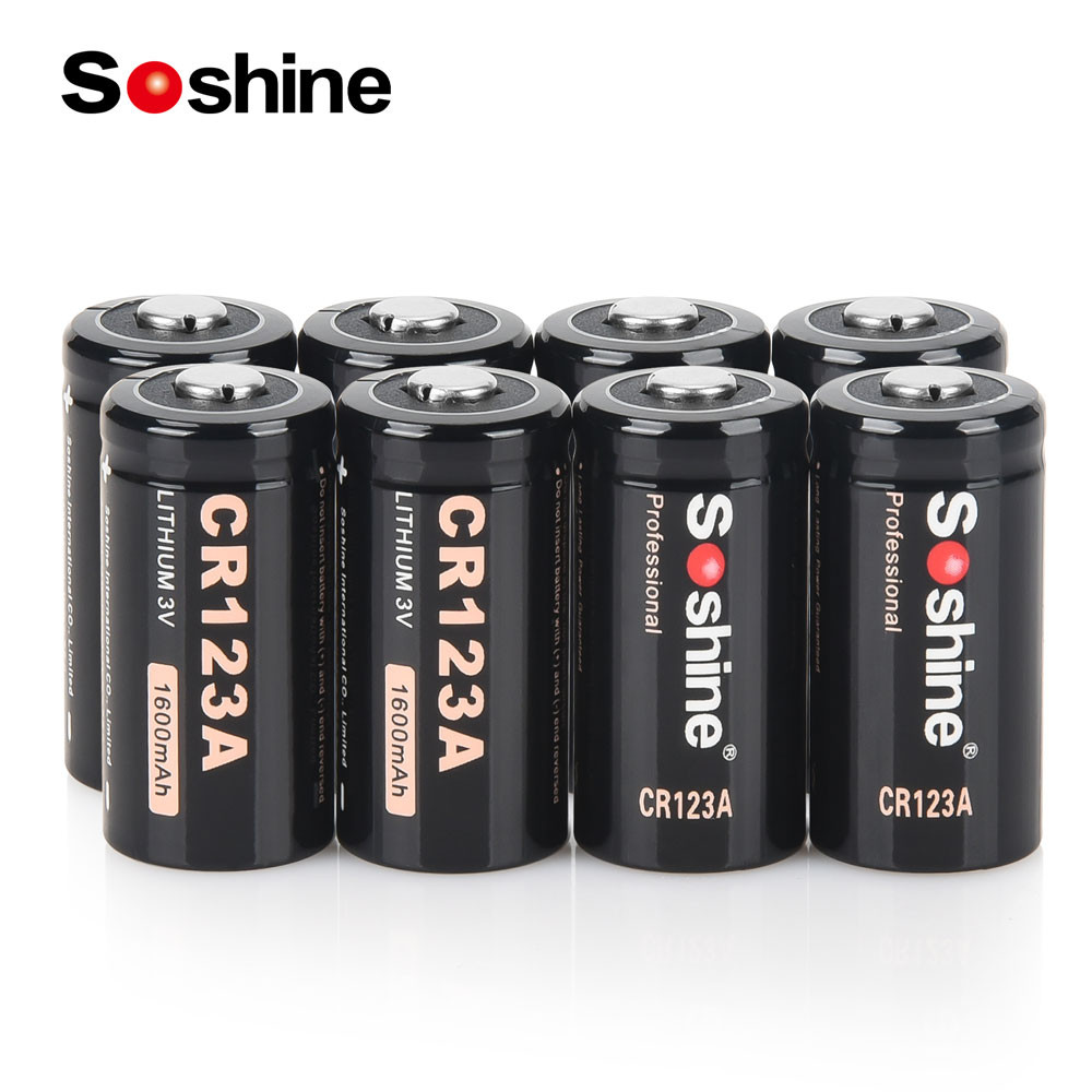 NEW Soshine CR123A 3V Primary Lithium Battery 3 Volt 1600mAh CR123A Batteries Non-Rechargeable Li-io