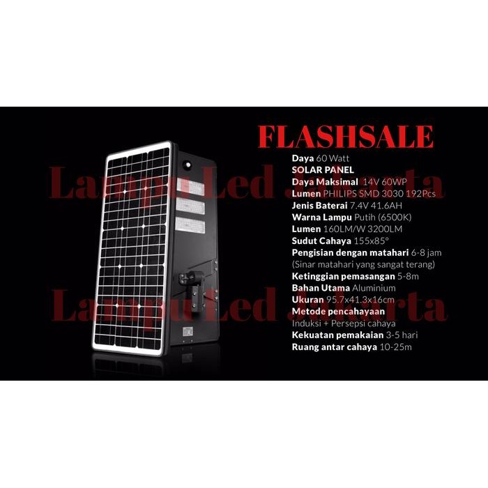 Hemat Pju Led Solar 60Watt Komponen Philips. Lampu Pju Solar Philips 60W