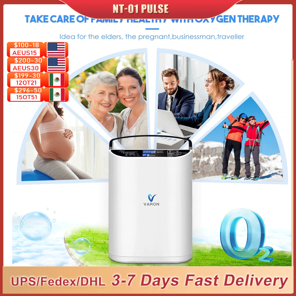 VARON Portable 5L Mesin Oksigen Konsentrator Oksigen Aliran Pulsa Untuk Penggunaan Medis Di Rumah Da