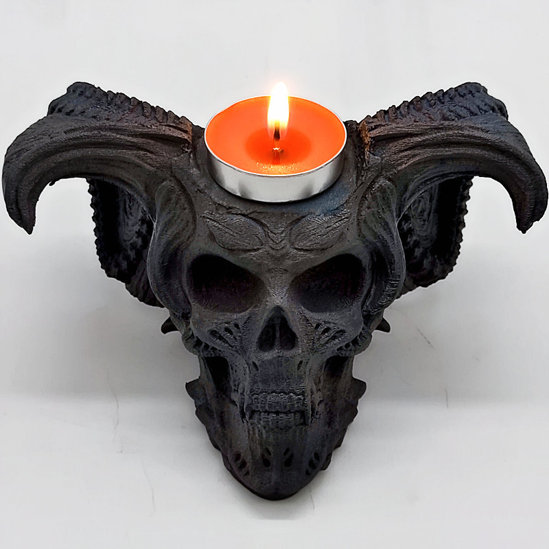 Cetakan Silikon Tempat Lilin Tengkorak Setan Alat Dekorasi Halloween Cetakan Silikon Gipsum Resin Li