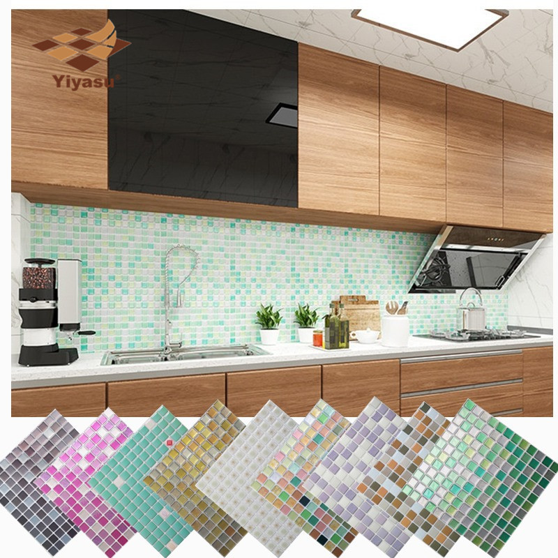 Ubin Dinding Mosaik Kupas dan Tempel Backsplash Berperekat DIY Stiker Dinding Rumah Kamar Mandi Dapu