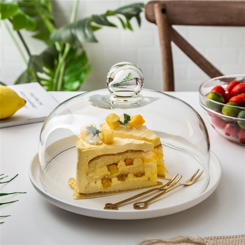 Penutup Kubah Pajangan Kaca Kue Makanan Penutup Penyajian Makanan Penutup Piring Tenda Pelindung Tut