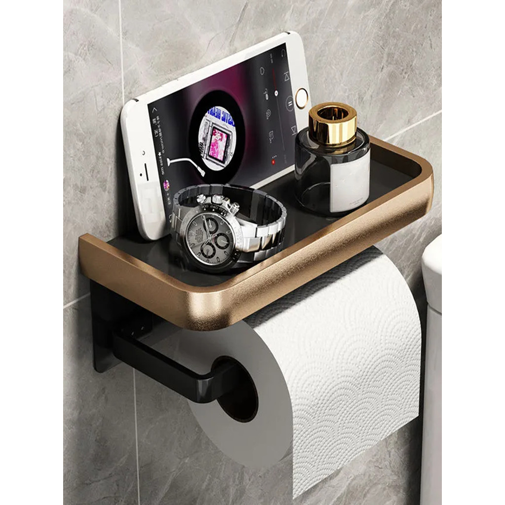 Kotak Tisu Kamar Mandi Hitam Emas Tempat Tisu Rak Toilet Kertas Toilet Gulungan Kertas Toilet Gratis