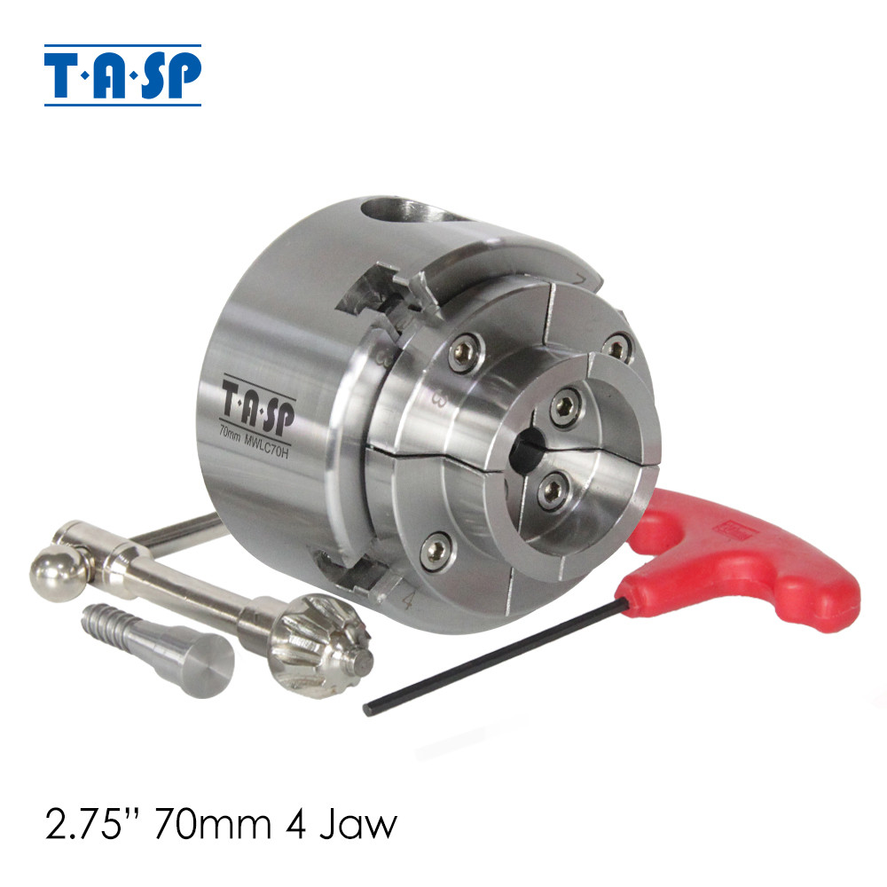 TASP 70Mm Chuck Bubut Kayu 2.75 "Scroll Chuck 4-Jaw Self-Centering M18 X 2.5 1-Inch X 8TPI Aksesori 