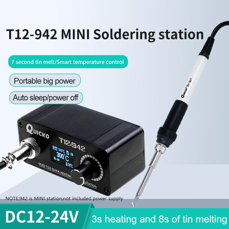 T12-942 OLED MINI stasiun solder Besi las elektronik Digital Versi DC Portabel tanpa catu daya QUICK