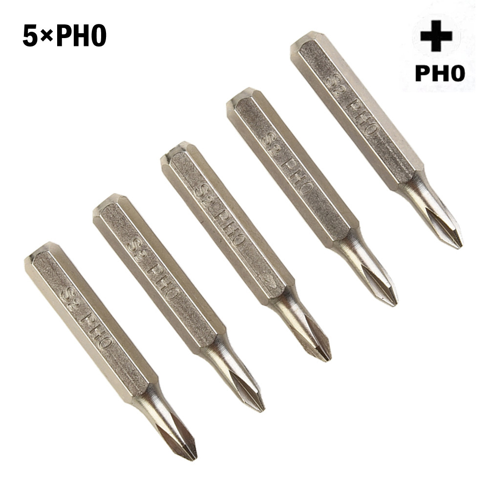 5 Buah 28Mm Obeng Silang Bit Magnetik PH0000 PH000 PH00 PH0 PH1 PH2 4Mm Batang Hex untuk Obeng Listr