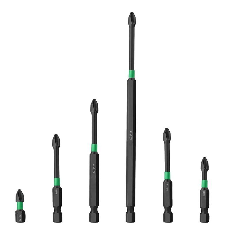 Mata Obeng Magnetik Set Mata Bor Panjang Anti Selip Baja Aloi Berisi 6 Magnet Kuat Cocok untuk Obeng