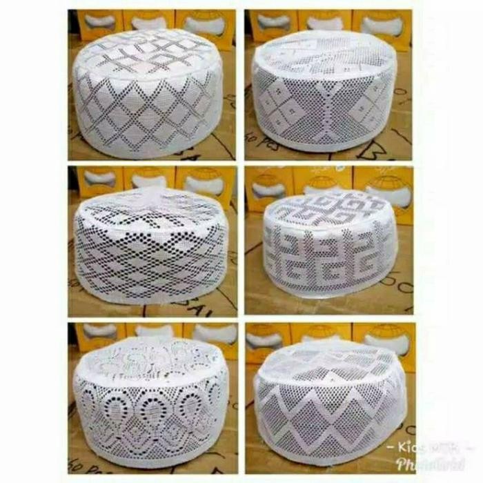 PREMIUM Peci Lulu jaring kopiah haji putih