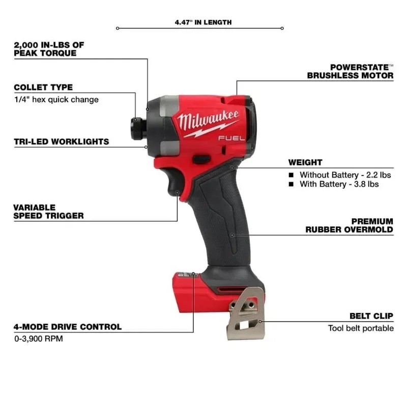 Milwaukee M18 FID3 FUEL™ 1/4" Hex Brushless Cordless Impact Driver 18V Power Tools MILWAUKEE 2953 Co
