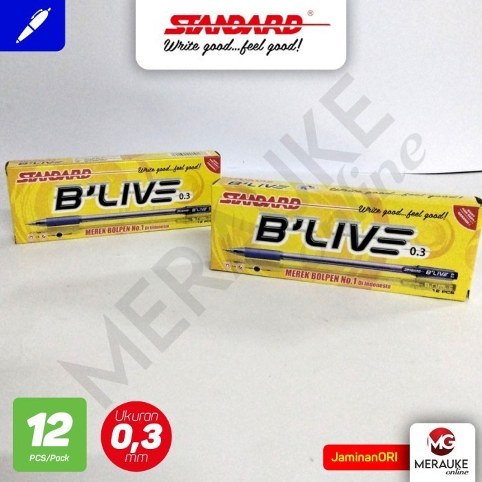 

Ballpoint STANDARD B'LIVE 0.3 - Hitam 12 Pcs