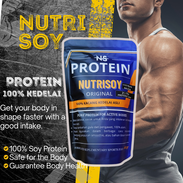 Susu Protein Kedelai Rasa Coklat 1KG Whey Protein 100% Kedelai Penambah Masa Otot - Whey Protein