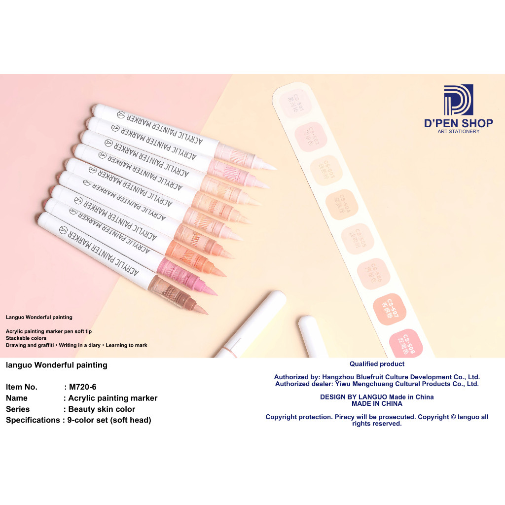 

Spidol Cat Akrilik Painting Marker Set 9 Warna Acrylic Soft Tip untuk Sketsa Kalrafi Ilustrasi