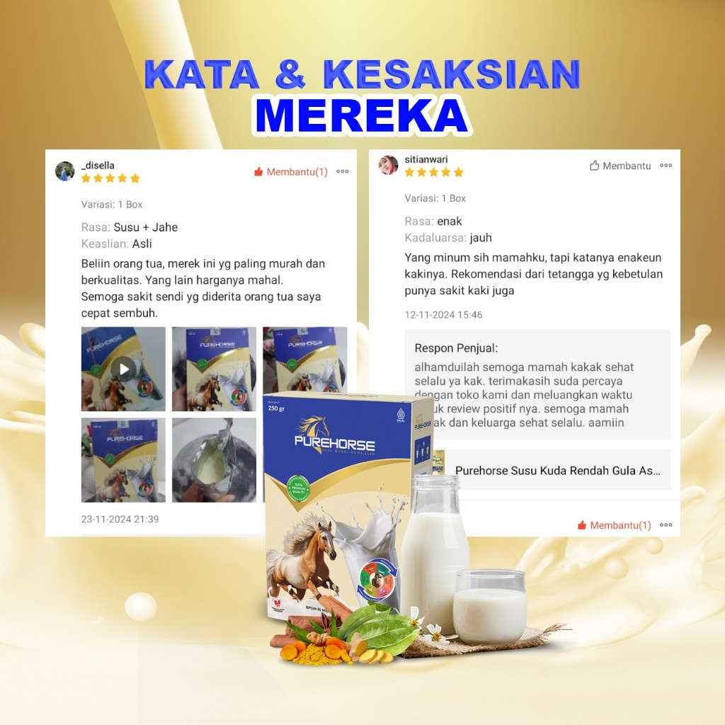 

Purehorse Susu Kuda Murni Mengatasi Asam Urat Tulang Dan Nyeri Sendi 100% 250gram Paket 2