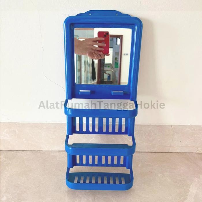 RAK CERMIN KAMAR MANDI DINDING SABUN TEMPEL KOSMETIK MAKE UP KACA GANTUNG TEMPAT SABUN KACA PLASTIK