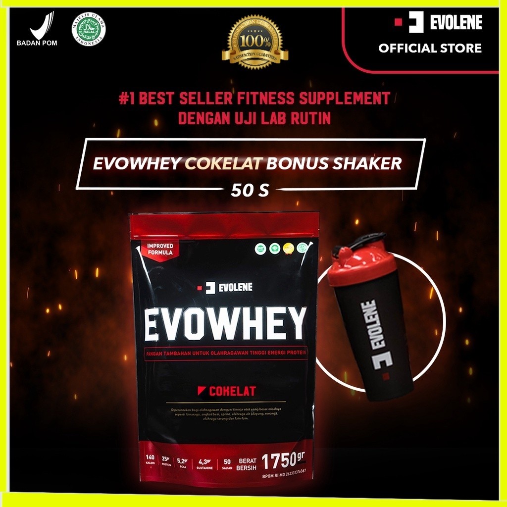 

Whey Protein Coklat 1750gr/50 Sachet Free Shaker - Suplemen fitness pembentuk Otot - Disit kal -