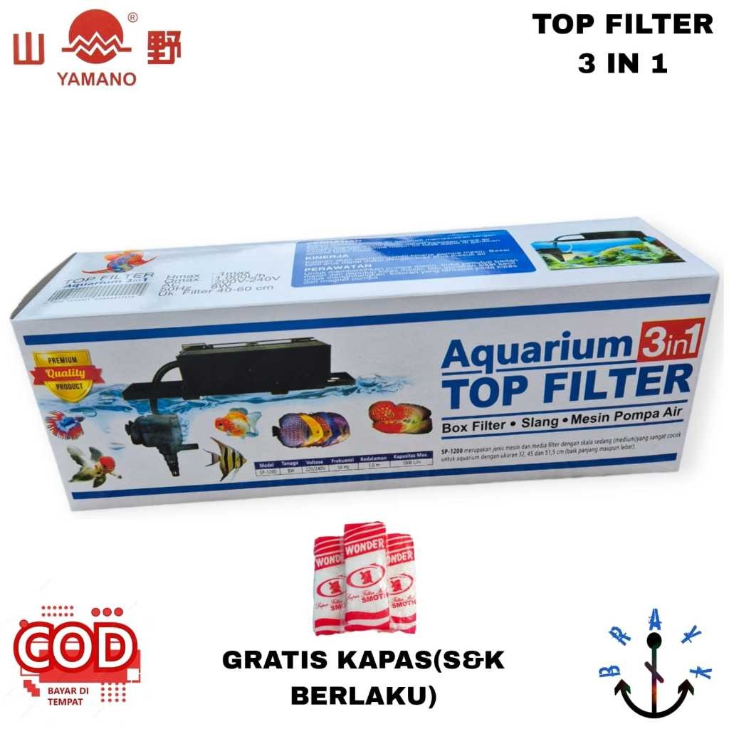 MESIN FILTER POMPA AQUARIUM KOMPLIT TOP FILTER BOX AQUARIUM 3 IN 1 ROSSTON SP 1200 GRATIS KAPAS