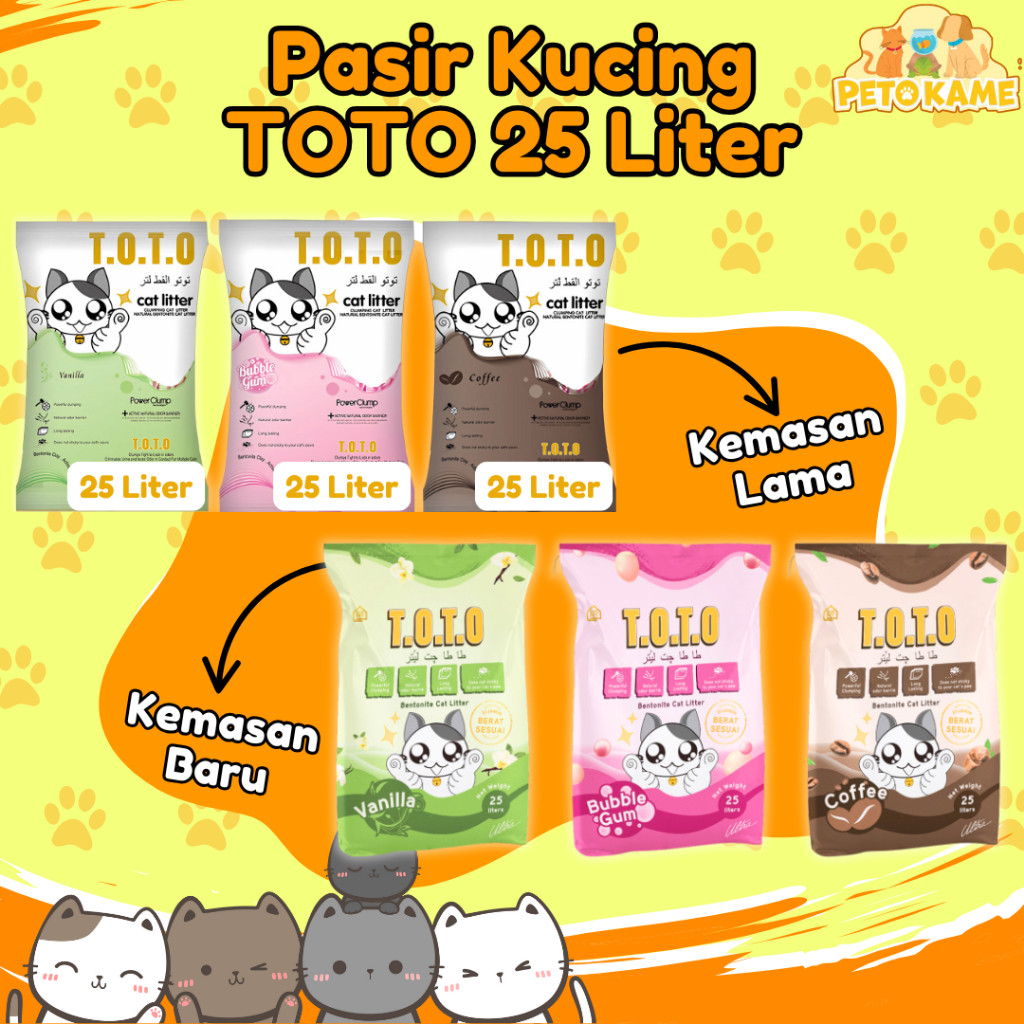 PASIR KUCING TOTO 25 LITER PASIR GUMPAL WANGI KOTORAN KUCING