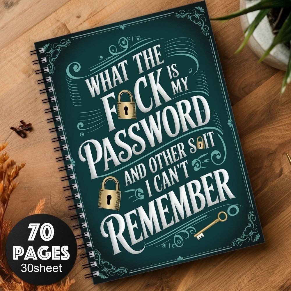 

Teal Cover Spiral Password Notebook Gold Key Design To Do List Memo Notepad Taking Notes Time