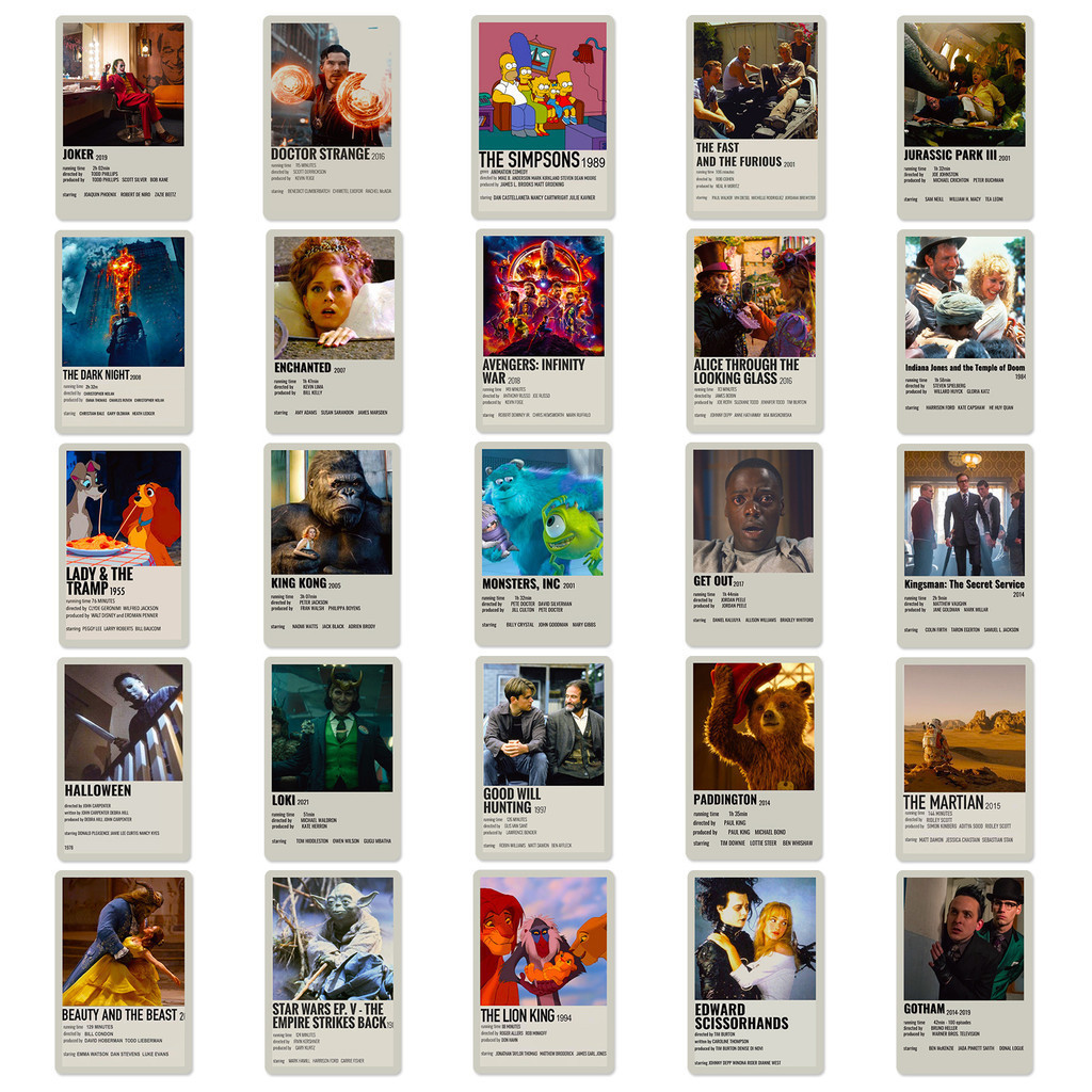 

100/50Pcs Classic Movies Posters Waterproof Graffiti Stickers For Bicycle Hand Account Pencil Case