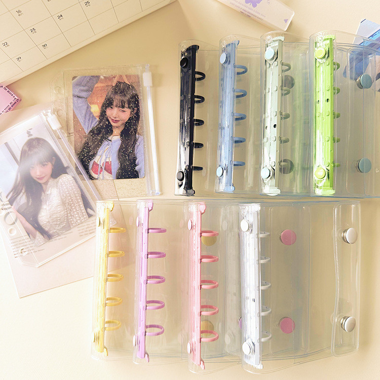 

Candy Colored M5 Loose Leaf Ledger Cover With 5 Holes Transparency Pvc Notebook Loose Leaf Shell