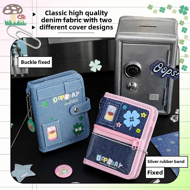 

Agenda 2025 Diy Kawaii Pocket-Sized Planner Journal Notebook Denim Cover Design Mini Travel Notebook