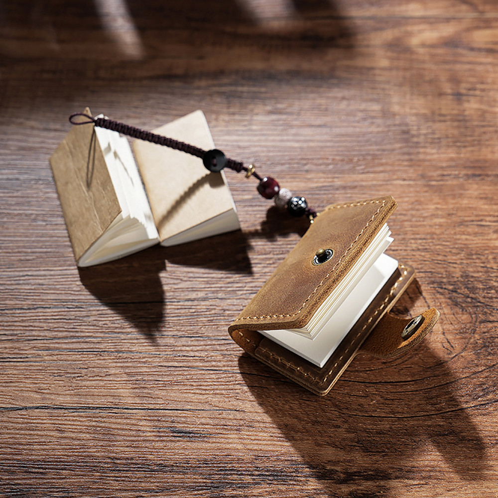 

Cute Tiny Leather Notebook Mini Pocket Notepad Travel Sketchbook Planner Diary Retro Cowhide Cover