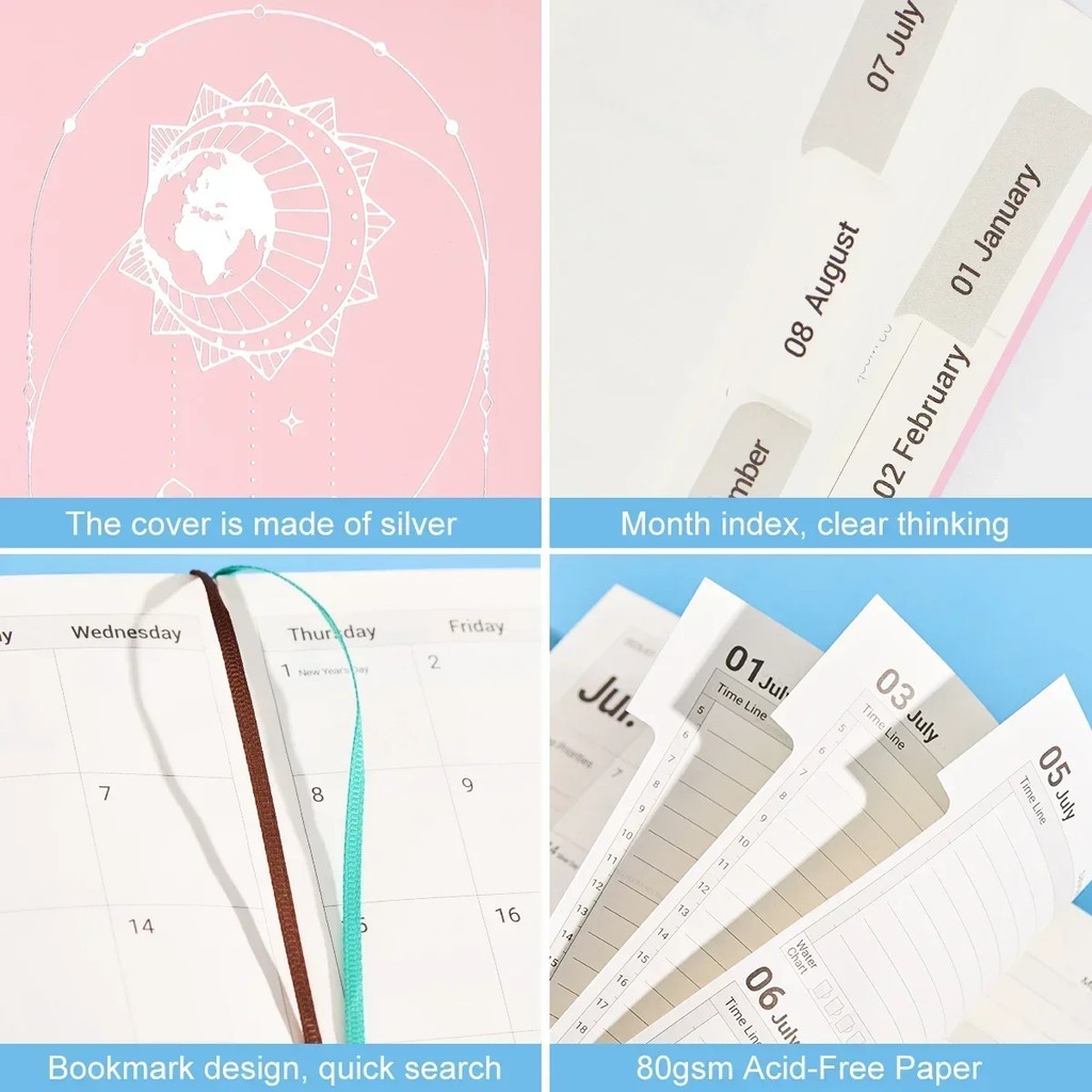 

July 2025 To June 2026 Planner Notebook 204Pages A5 Pu Leather Cover Cute Notebooks School Agenda